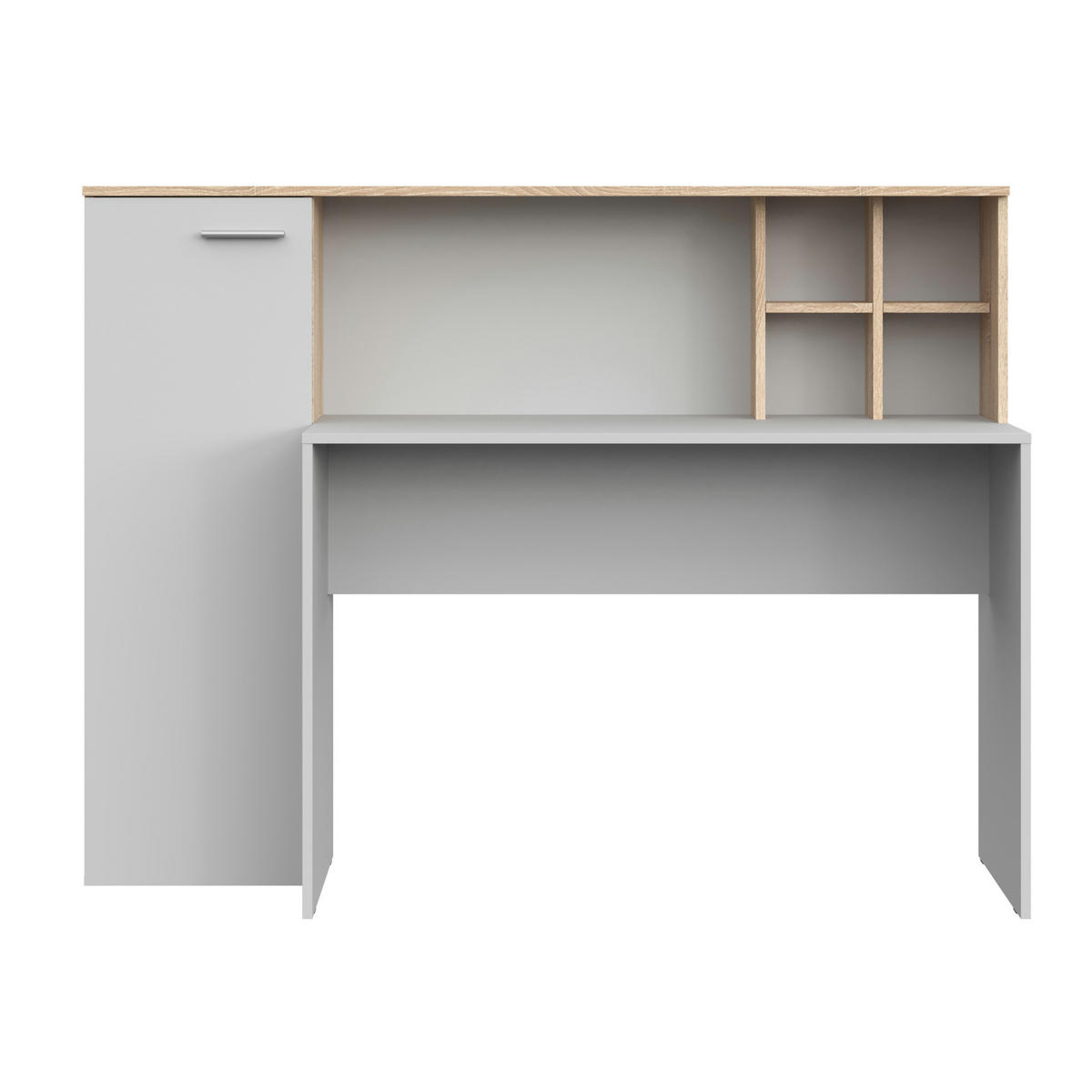 SCHREIBTISCH FAUSKE BRK1-1D Eiche Sonoma Weiß - Silberfarben/Weiß, Holzwerkstoff/Kunststoff (54/153/116cm) - Komodee