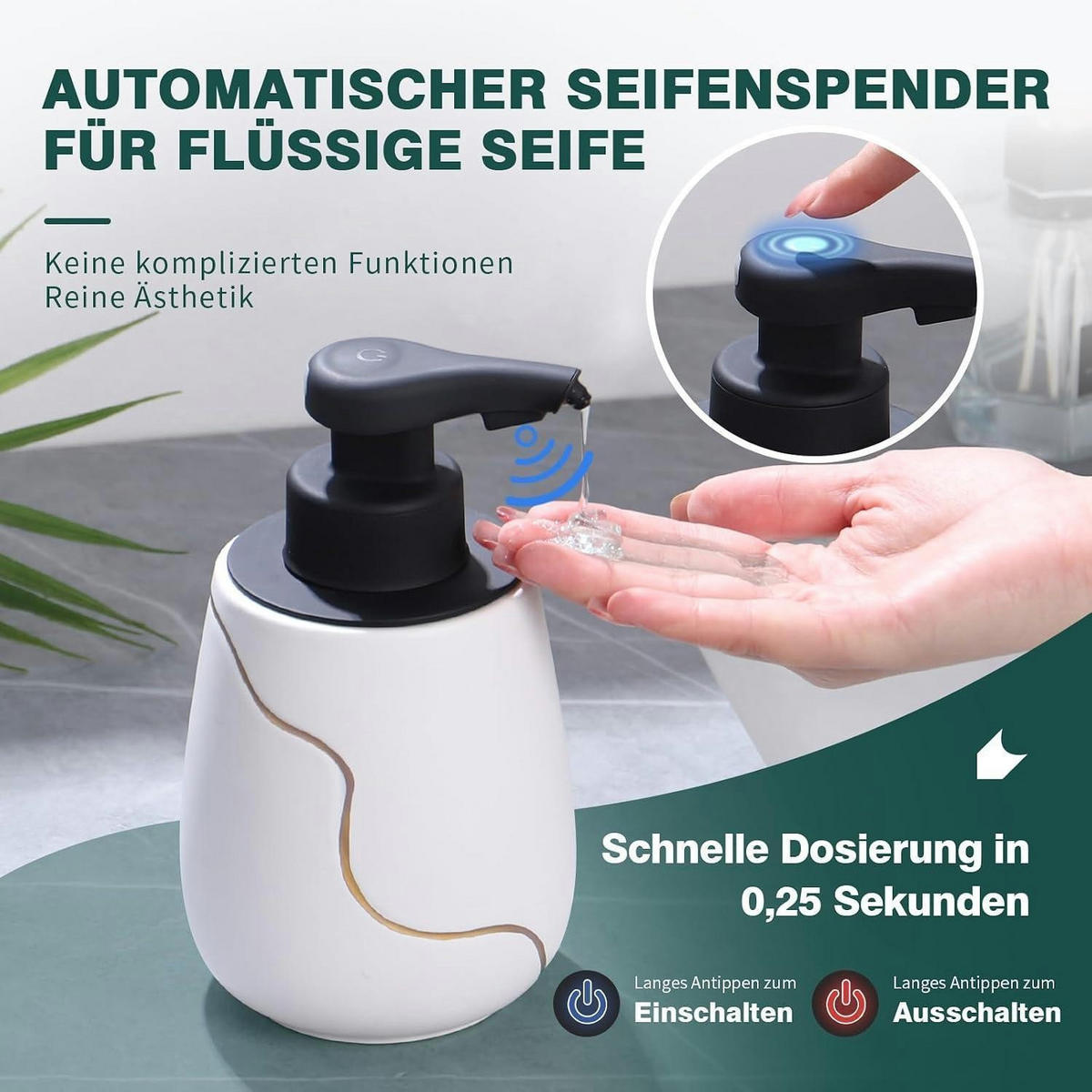 SEIFENSPENDER Automatisch Keramik Weiß mit Sensor - Weiß, Keramik (9/17/10cm)