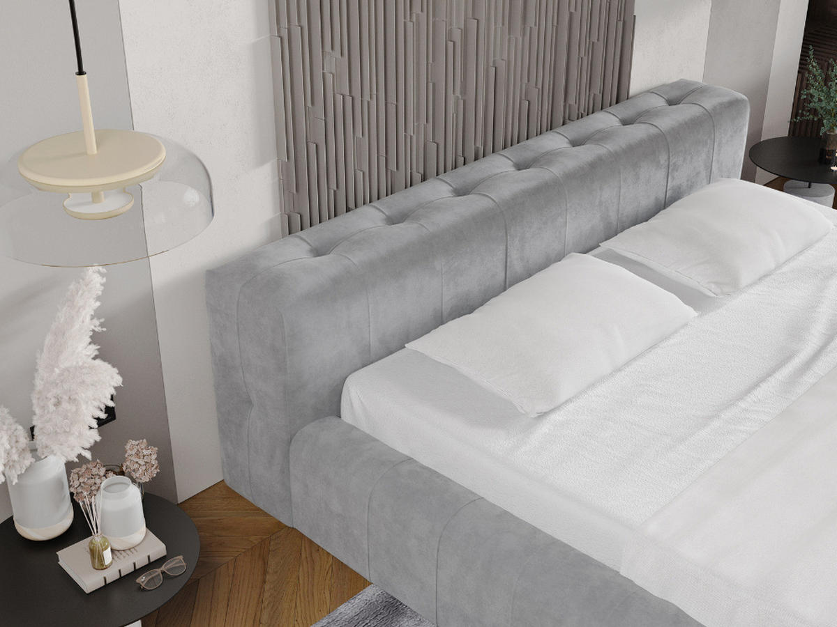 POLSTERBETT Lipari 160x200 Grau - Naturfarben/Grau, Holz/Textil (160/200cm) - Graingold