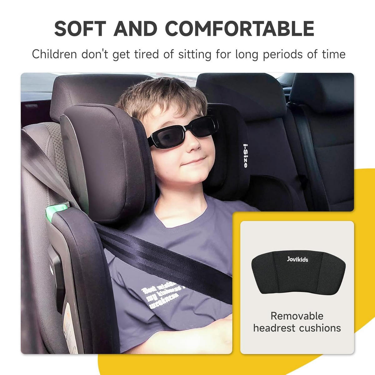 AUTOKINDERSITZ Faltbarer ISOFIX i-Size R129 verstellbare Rückenlehne - Schwarz, Textil (53/78/47cm) - BEXEVUE