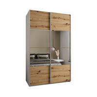 SCHWEBETÜRENSCHRANK 245,5/160/64 2-türig - Silberfarben/Eiche Artisan, Holz/Metall (160/245/64cm) - Abiks Möbel