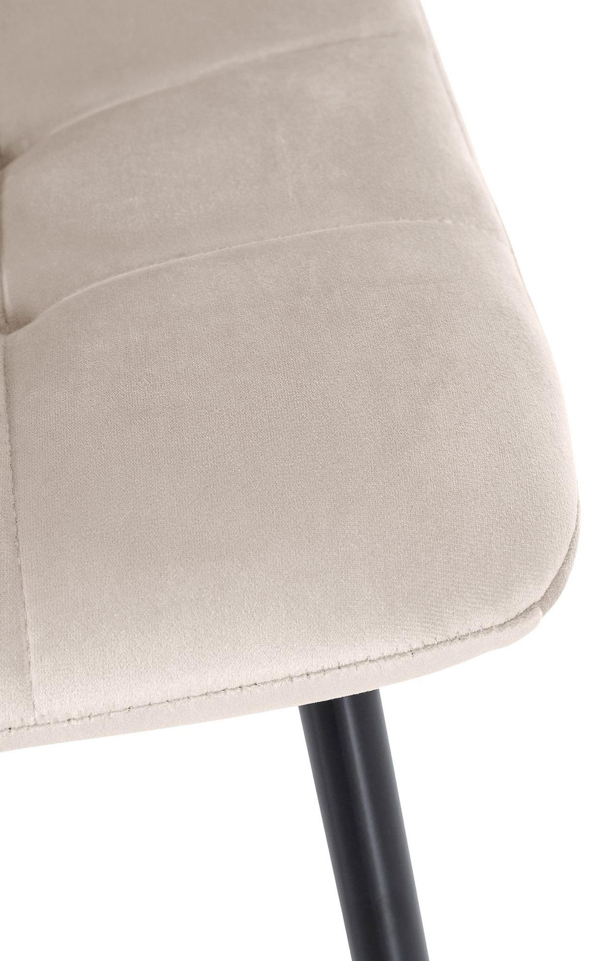 STUHL 2er Set Samt Creme - Creme/Schwarz, Textil/Metall (45/84/55cm) - CLP