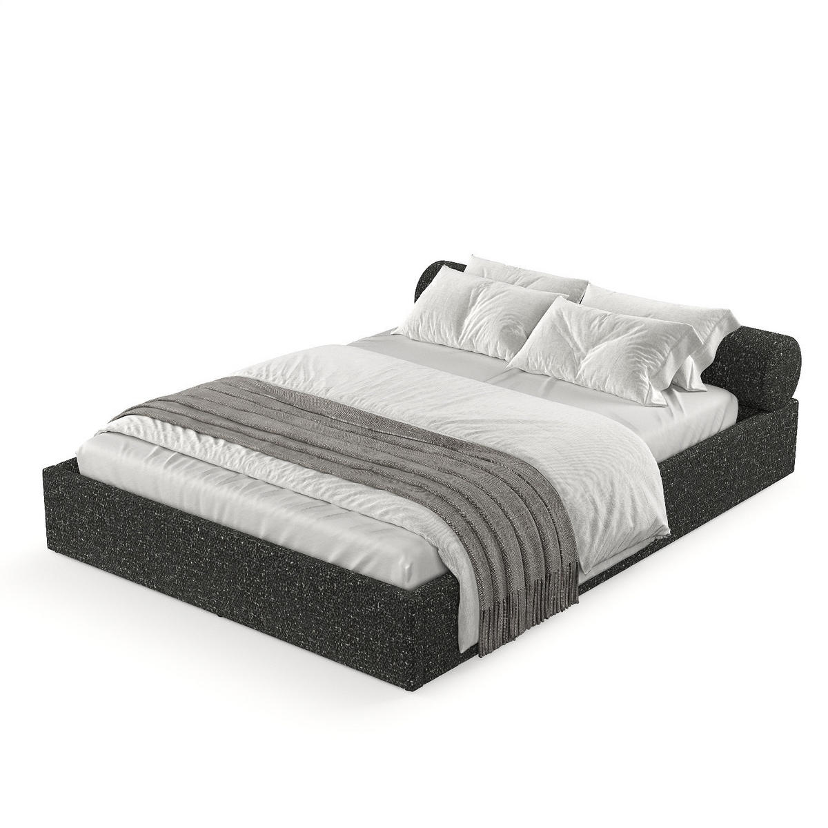 POLSTERBETT Solvo mit Stauraum 200/200 cm Schwarz im Blur Stoff - Schwarz/Naturfarben, Holz/Holzwerkstoff (200/200cm) - AltaBeds