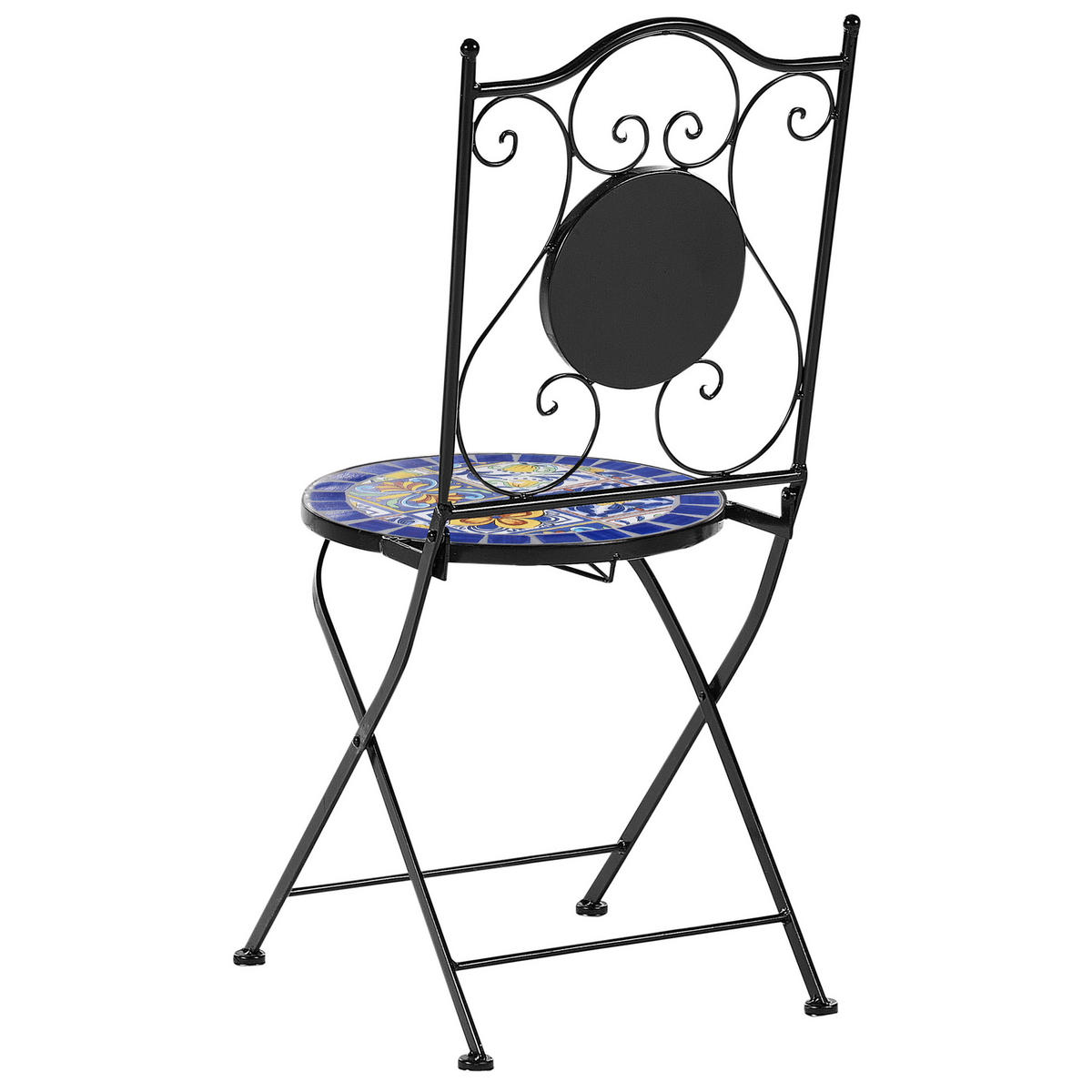 BISTRO-SET Schwarz Coriano - Blau/Schwarz, Metall - Beliani