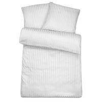 BETTWÄSCHE Damast 135x200 Weiß gestreift - Bettbezug aus 100% Baumwolle - Weiß, Textil (135/200cm) - Carpe Sonno