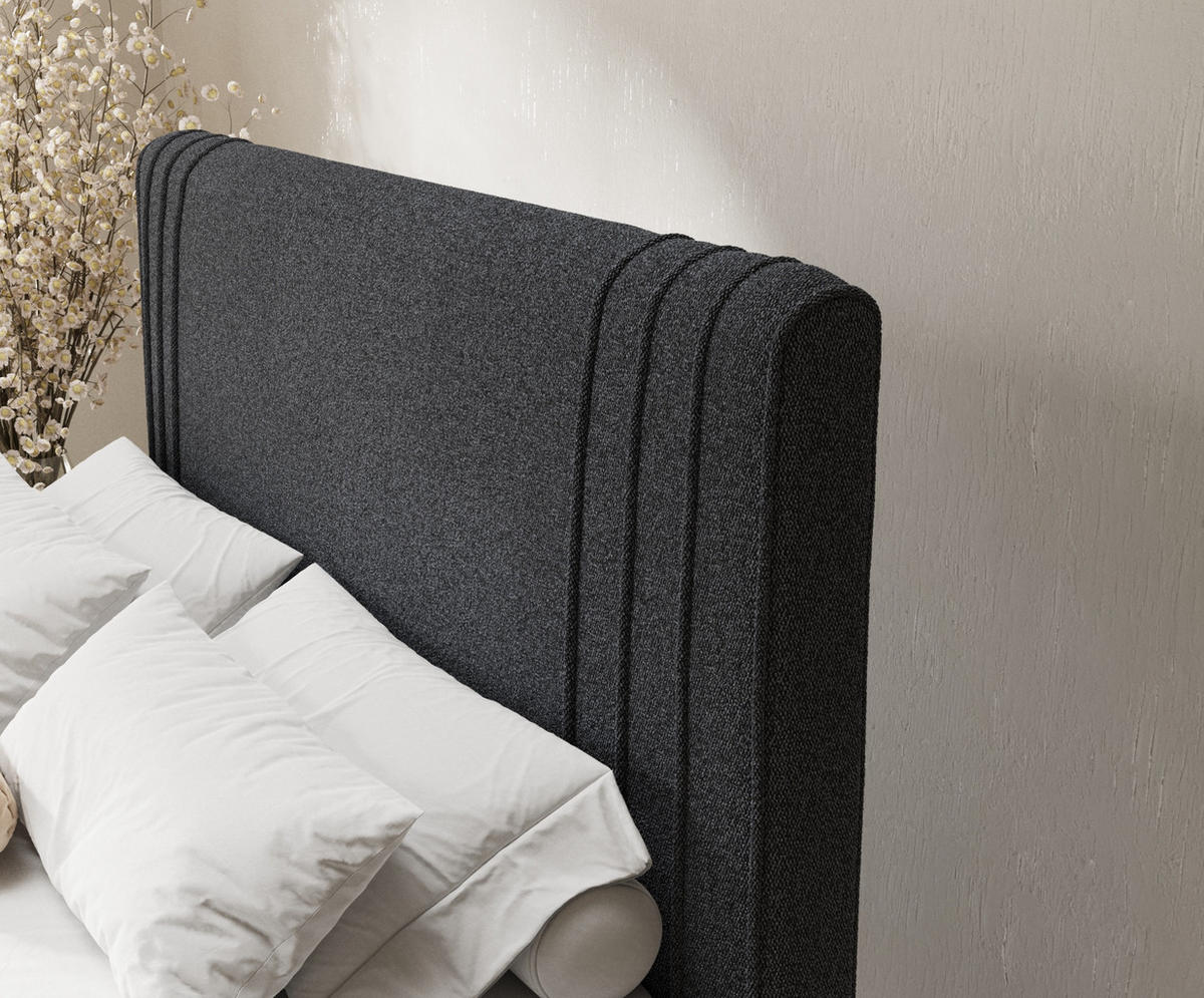 BOXSPRINGBETT Casone Schwarz 140/200 cm mit Latex-Topper - Silberfarben/Schwarz, Holz/Holzwerkstoff (140/200cm) - Maison de Reve