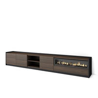 TV-SCHRANK, Dunkler Eiche und Schwarz, Elektrokamin, 310/37/50cm - Dunkelbraun, Holzwerkstoff (310/50/37cm) - Skraut Home