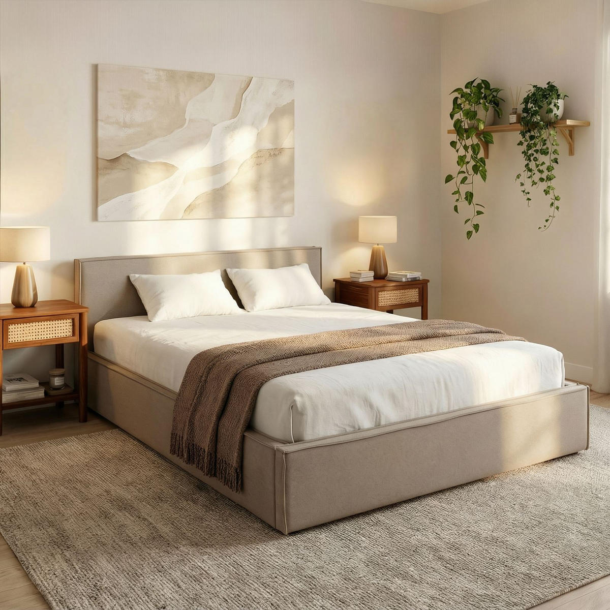 POLSTERBETT PESARO 160x200 cm greige - Greige, Textil (160/200cm) - IDIMEX