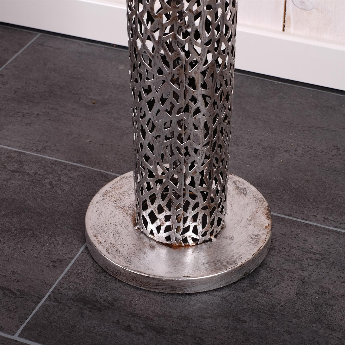 KERZENLEUCHTER ETERNAL 100 cm, Metall antik-silber - Silberfarben, Metall (15/100/15cm) - DESIGN DELIGHTS