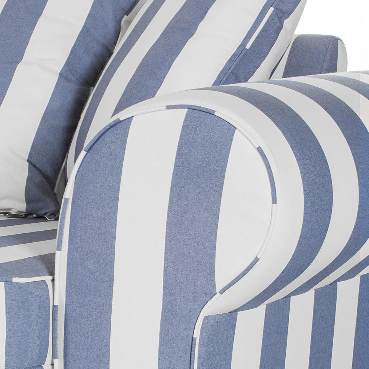 SESSEL - Webstoff - Blau gestreift - Blau, Holz/Textil (130/88/88cm) - home24