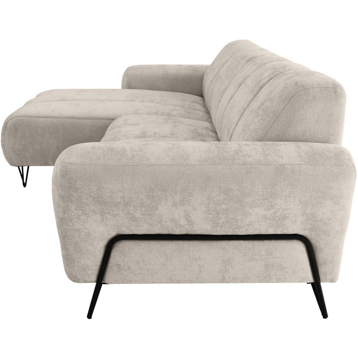 ECKSOFA Volare Mini ohne Schlaffunktion beige links, Storm-Stoff - Beige/Schwarz, Textil/Metall (256/165cm) - Beautysofa