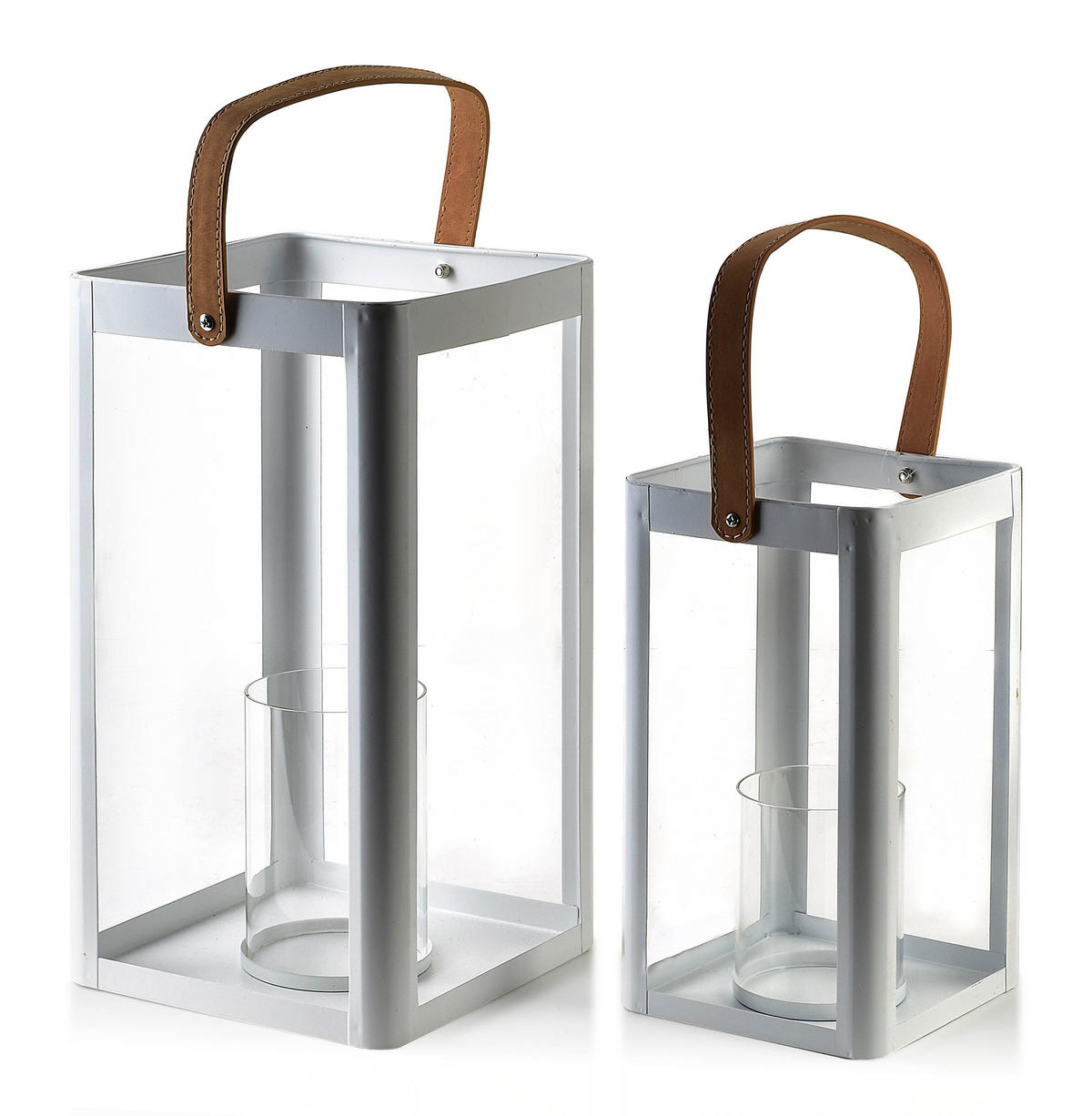 LATERNE Louis Weiß 19/21/34 cm Metall - Weiß, Metall (21/34/19cm) - Mondex