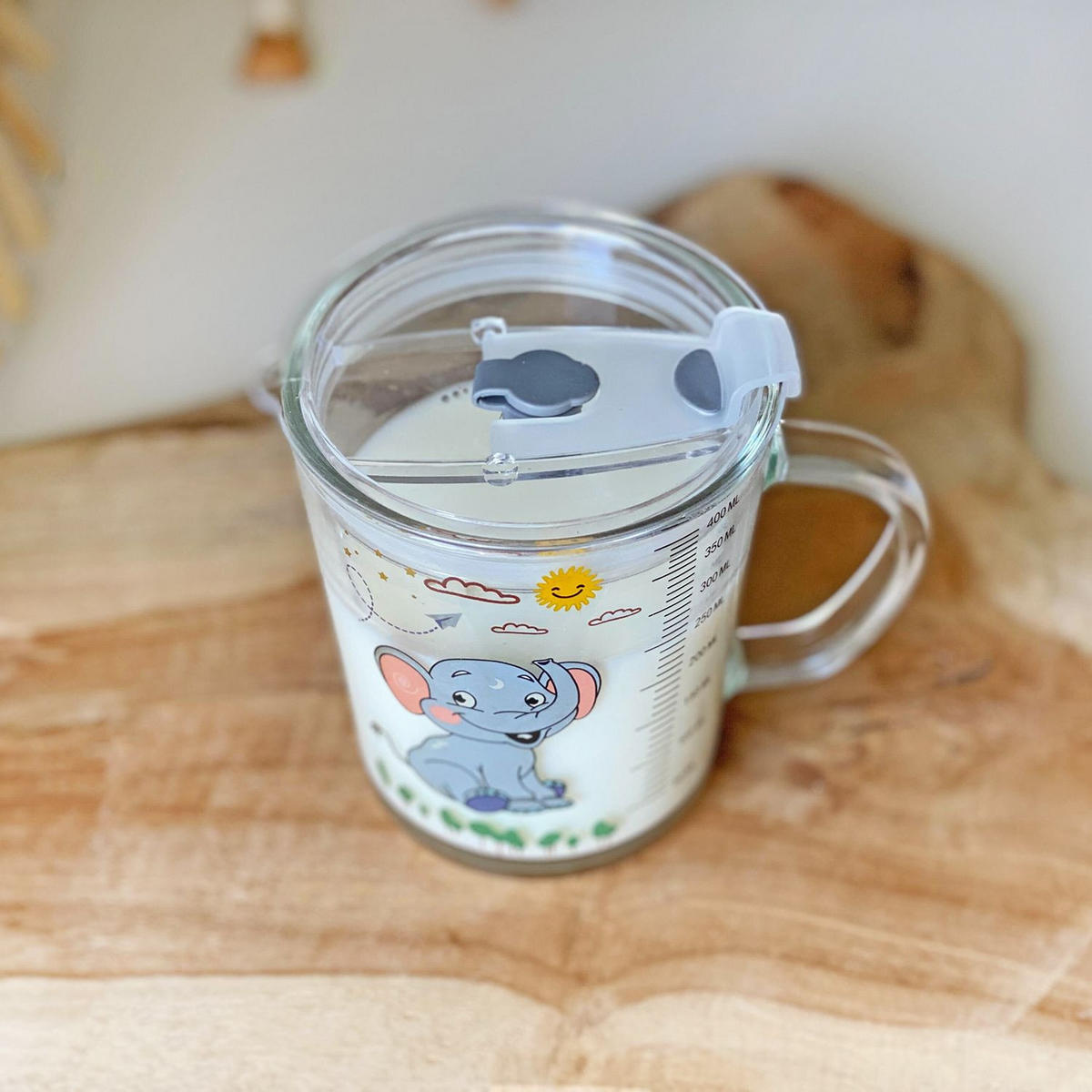 KINDER TRINKBECHER 400 ml - Grau, Glas (8.8/11.5/12.5cm) - Intirilife