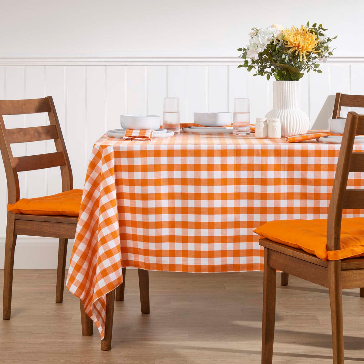 TISCHDECKE Vichy-Karo orange kariert, 137/178 cm - Orange, Textil (137/178cm) - Homescapes