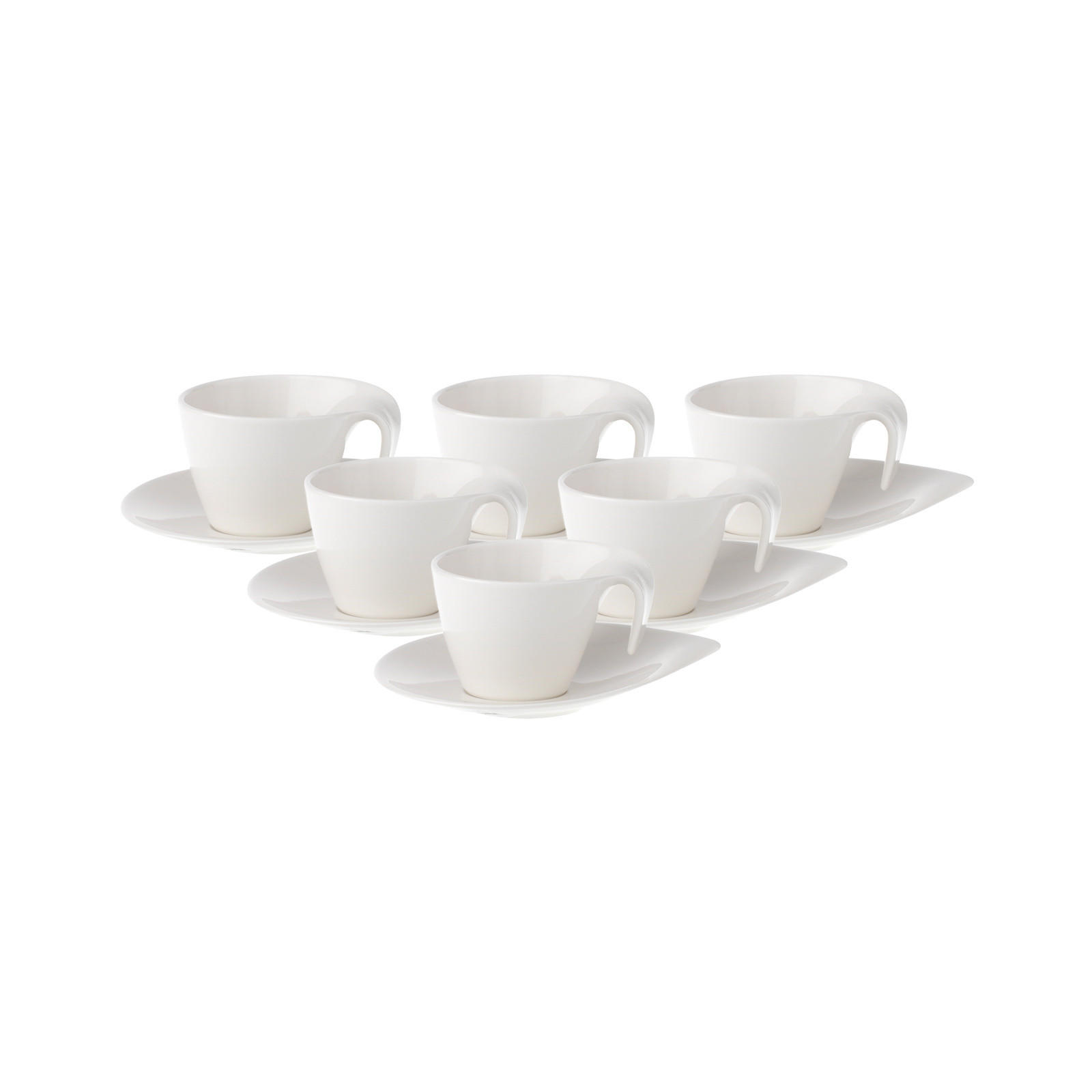 ESPRESSOTASSEN MIT UNTERTASSEN Flow weiß 100 ml 6er Set - Weiß, Keramik (11.2/8.4/13.1cm) - Villeroy & Boch