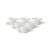 ESPRESSOTASSEN MIT UNTERTASSEN Flow weiß 100 ml 6er Set - Weiß, Keramik (11.2/8.4/13.1cm) - Villeroy & Boch
