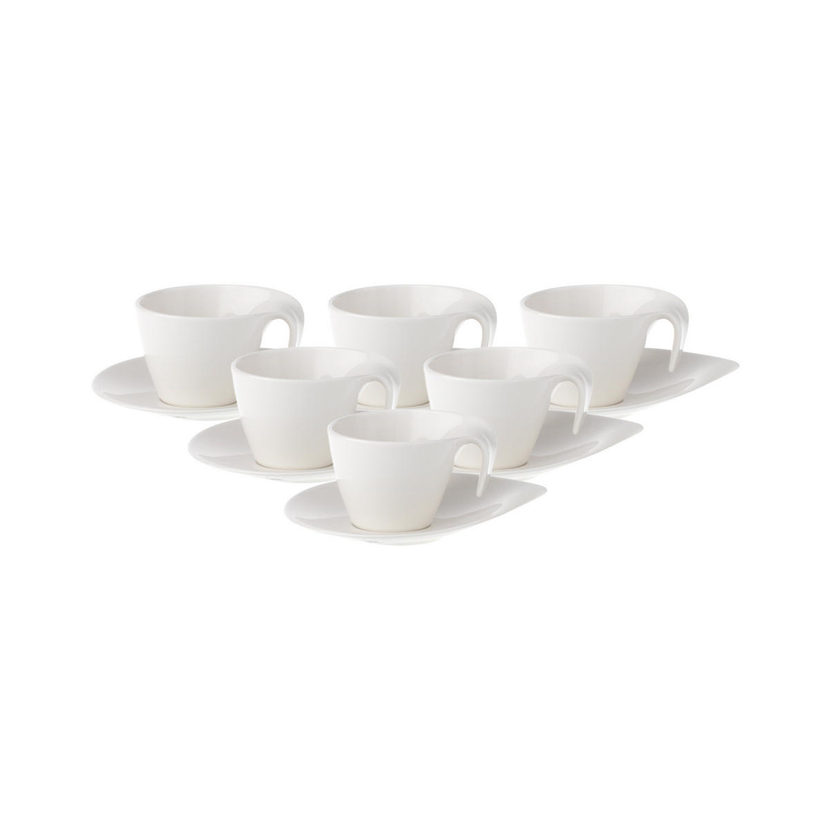 ESPRESSOTASSEN MIT UNTERTASSEN Flow weiß 100 ml 6er Set - Weiß, Keramik (11.2/8.4/13.1cm) - Villeroy & Boch