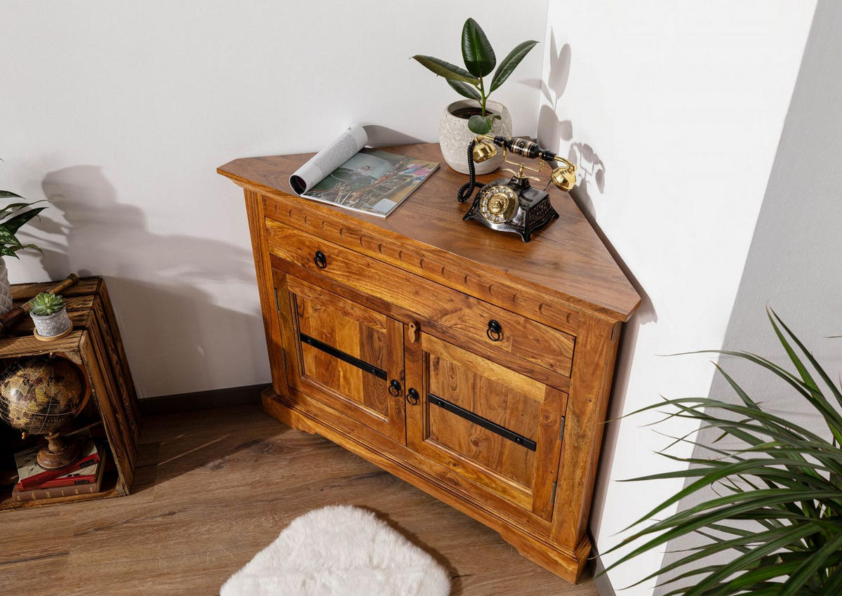 ECKKOMMODE Akazie 107x54x80 honig lackiert OXFORD #0505 - Braun, Holz (107/80/54cm) - Massivmoebel24