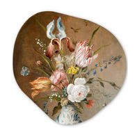 WANDBILD Stilleben mit Blumen - Balthasar van der Ast - Malerei 40x40 cm - Sandfarben, Kunststoff (40/40cm) - MuchoWow