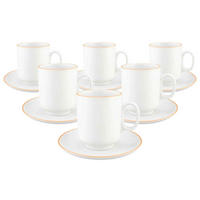 KAFFEEBECHER MIT UNTERTASSEN Sento Home Pure Lines Mango Orange 400 ml 6er Set - Orange, Keramik (0.4L) - Seltmann Weiden