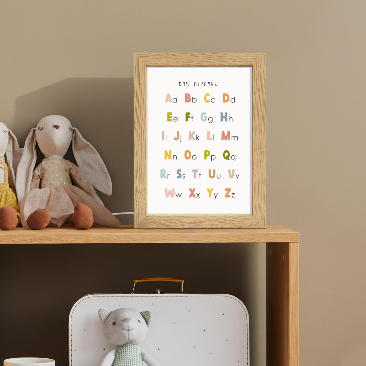 NACHTTISCHLAMPE Pädagogisch - Alphabet lernen - Farbenfroh - Weiß - Buchstaben 15x20 cm - Weiß, Holzwerkstoff (8/15/20cm)