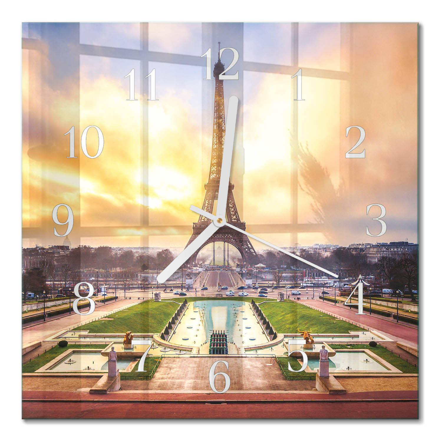 WANDUHR 30x30 cm - Eiffelturm - Multicolor, Glas (30/30/0.4cm) - TULUP