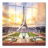 WANDUHR 30x30 cm - Eiffelturm - Multicolor, Glas (30/30/0.4cm) - TULUP