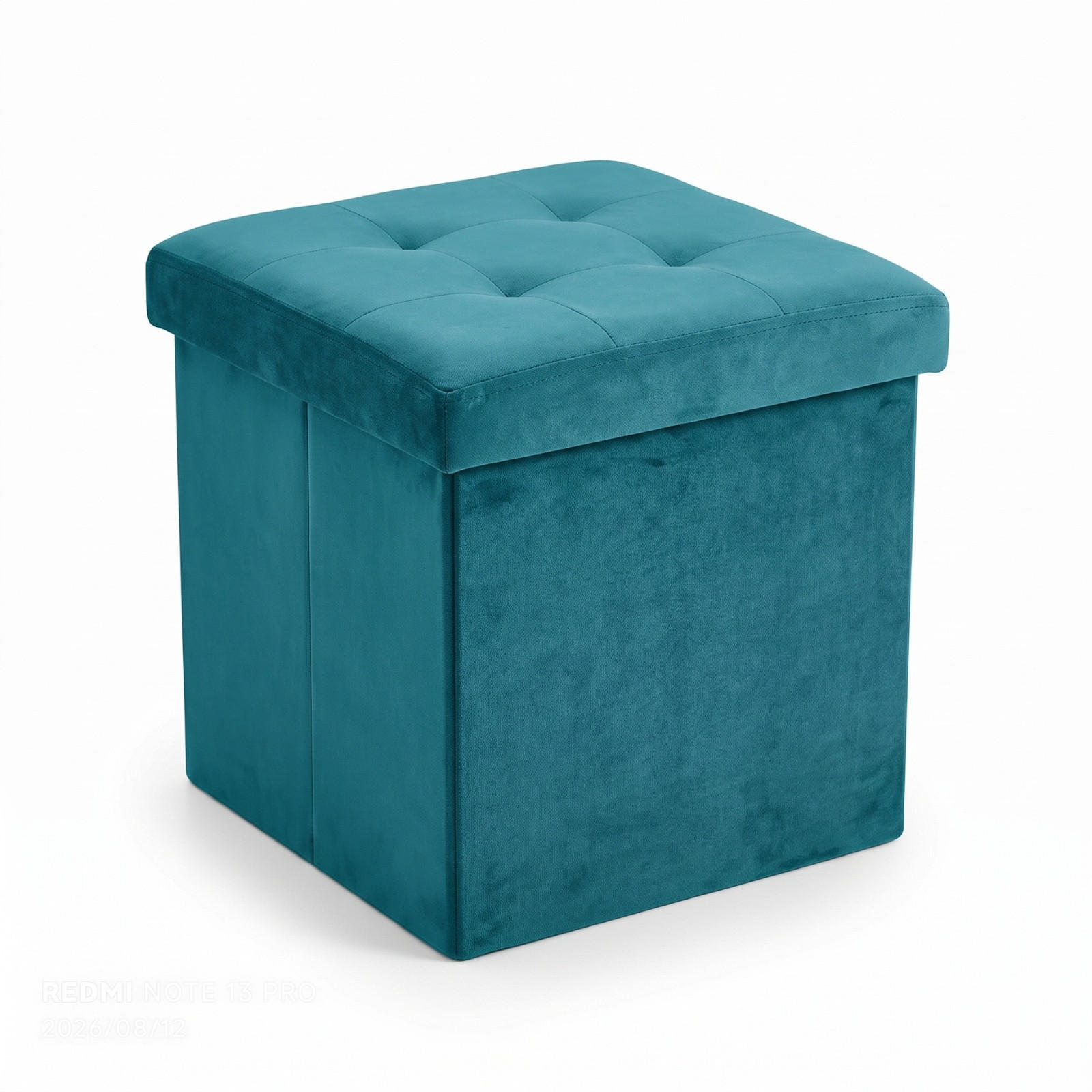 SAMT-POUF mit Stauraum 38/38/38 cm - Blau, Textil (38/38/38cm) - SCENA LIVING