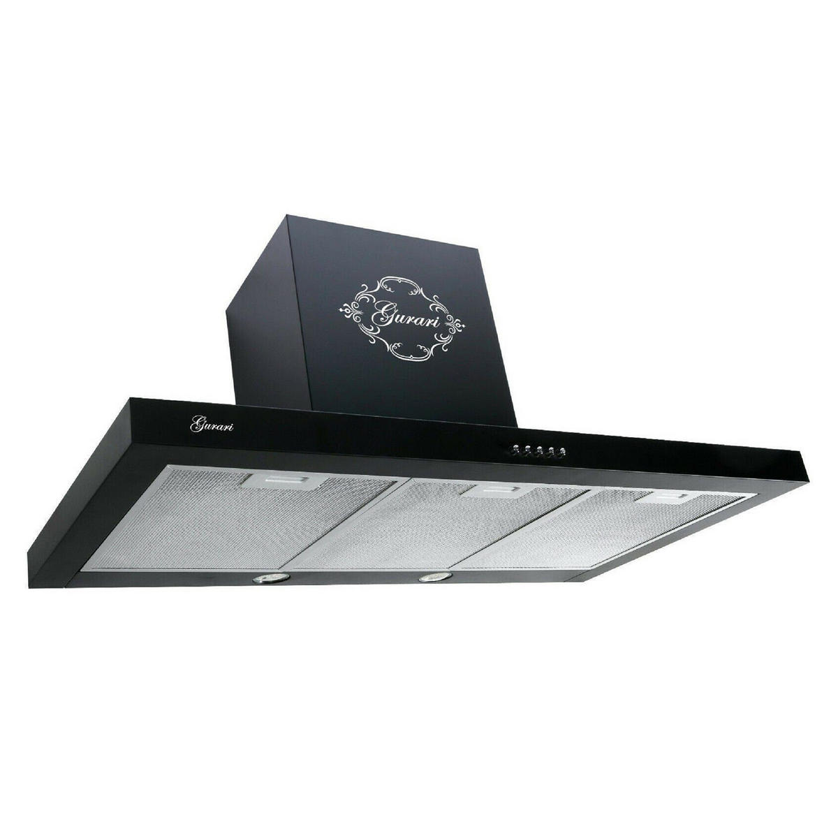 DUNSTABZUGSHAUBE GCH F 461 BL 7 +Umluftset, 70 cm Schwarz - Schwarz, Metall (70/81/46.3cm) - Gurari