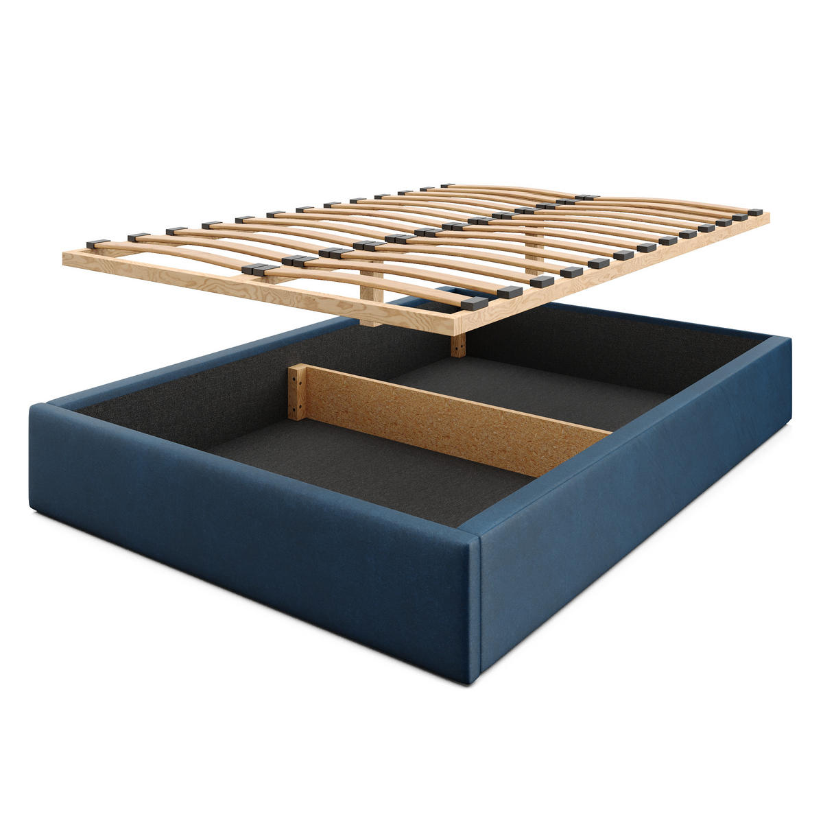 POLSTERBETT 140x200cm Bett mit Stauraum Lattenrost Dunkelblau - Dunkelblau, Holz/Holzwerkstoff (140/200cm) - Muralo