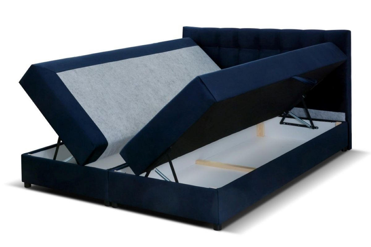 BOXBETT Malmo 200x200 cm mit Topper, zwei Bettkästen und Matratze, blau - Dunkelblau, Kunststoff (200/200cm) - Margaret Hadas24