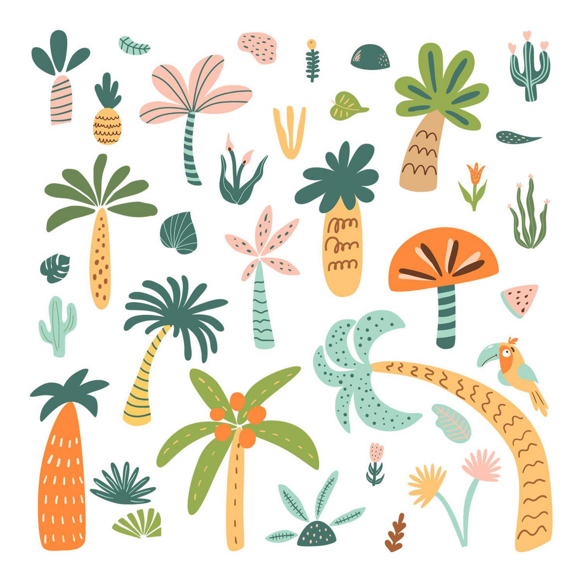 WANDAUFKLEBER 80x112cm - Tropische Vegetation - Multicolor, Kunststoff (80/112/0.1cm) - Wallfluent