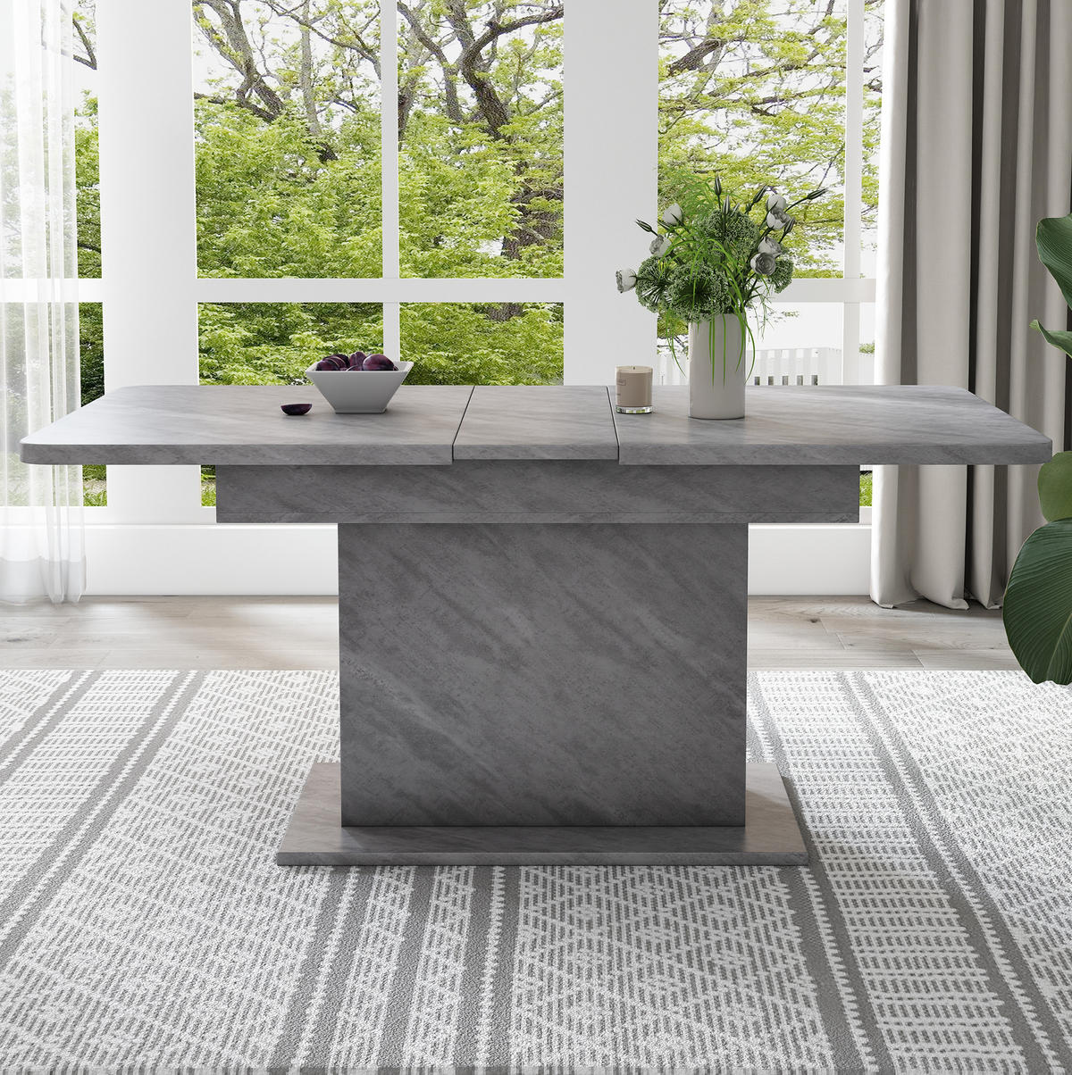ESSTISCH 130/70/75 aus Spanplatte und Metall mit ausziehbarer Tischplatte und Stauraum - Grau, Holzwerkstoff (130/70/75cm) - OKWISH