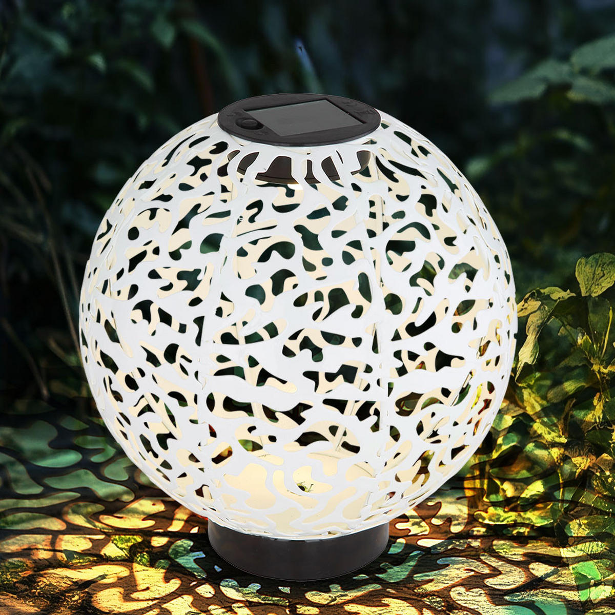 LED AUSSENLEUCHTE Kugel Geflecht Weiß Betonoptik 2er Set - Weiß, Metall (20/20/21cm) - Globo Lighting