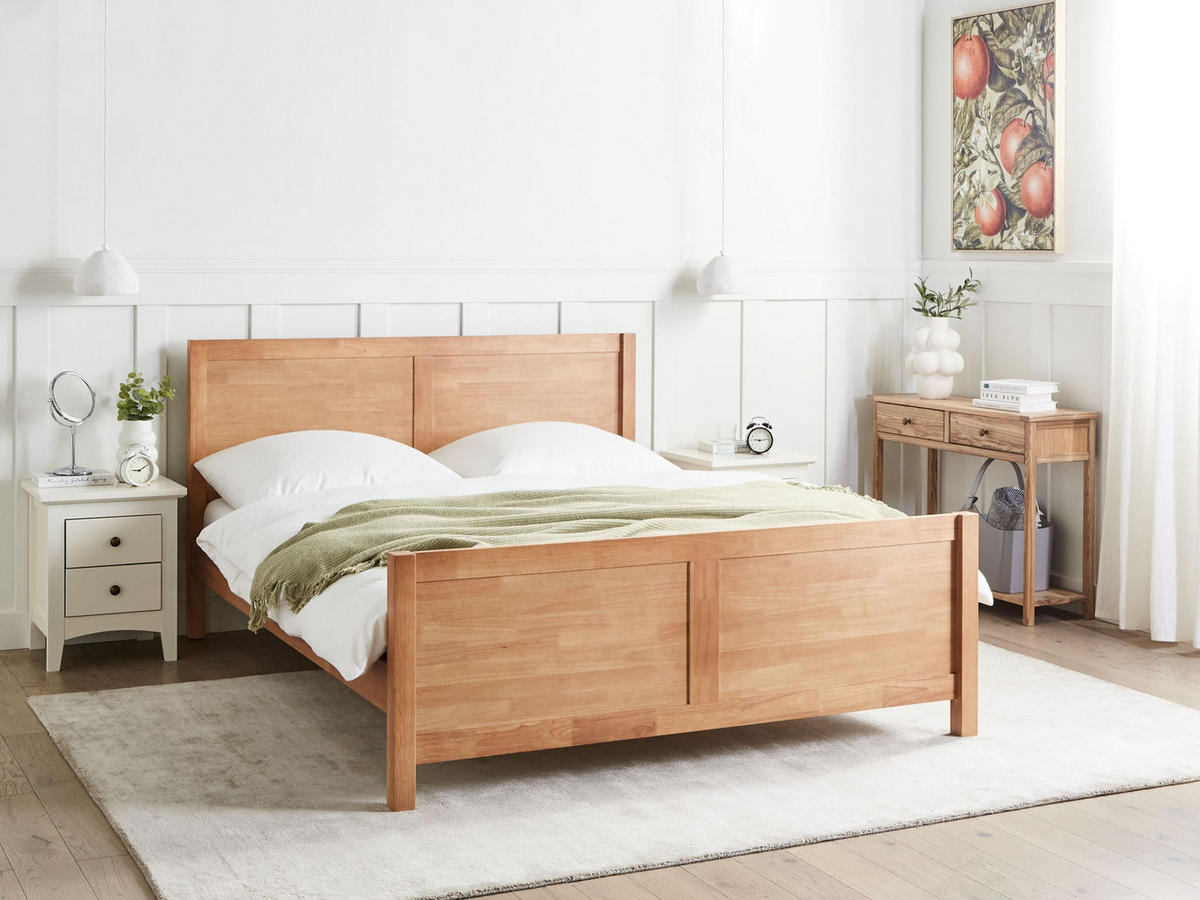 BETT mit Lattenrost 160x200 cm Heller Holzfarbton Champagnat - Hellbraun, Holz (160/200cm) - Beliani