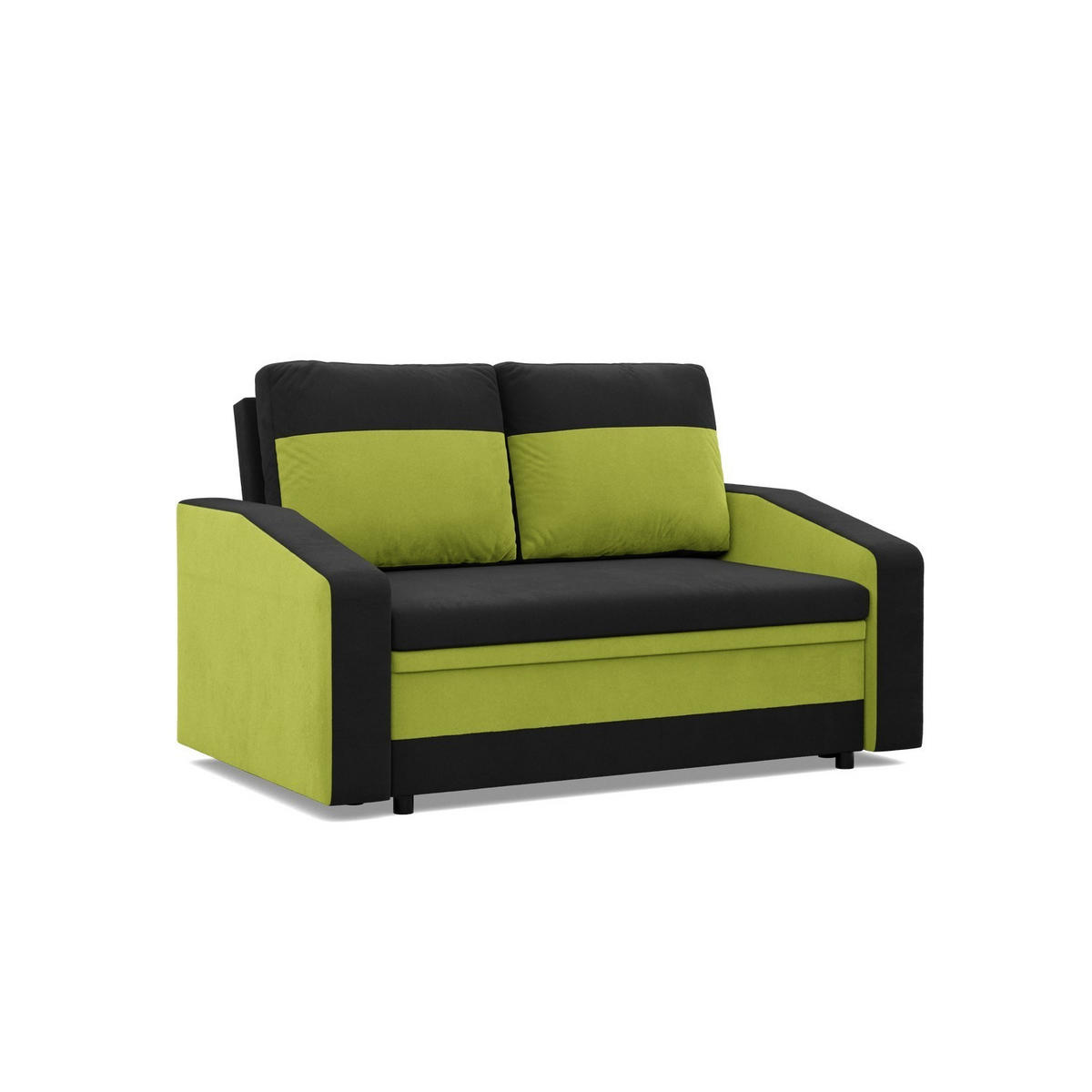 SOFA 2-SITZER MIT SCHLAFFUNKTION ORION, Schwarz + Grün - Schwarz/Grün, Textil (148/90/87cm)