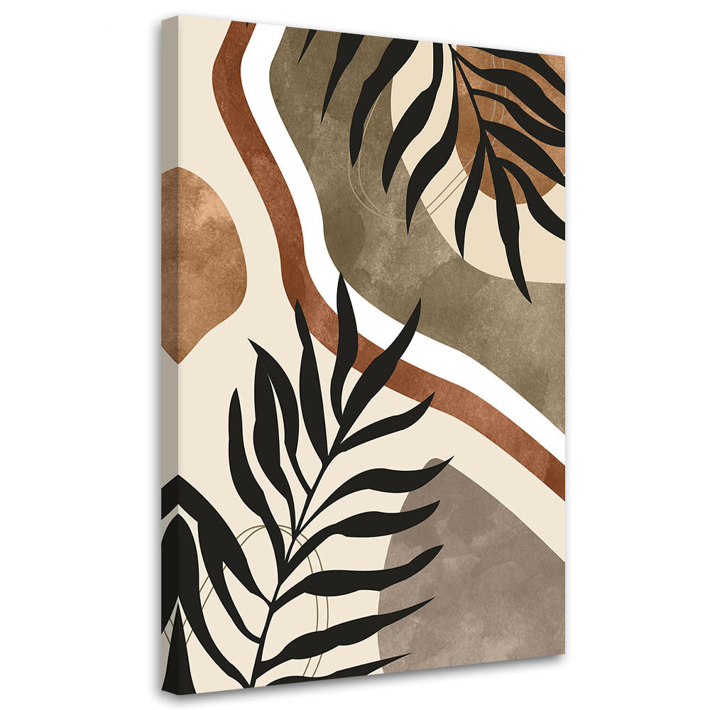 WANDBILD boho blätter und zweige - Beige, Textil (40/60cm) - Feeby