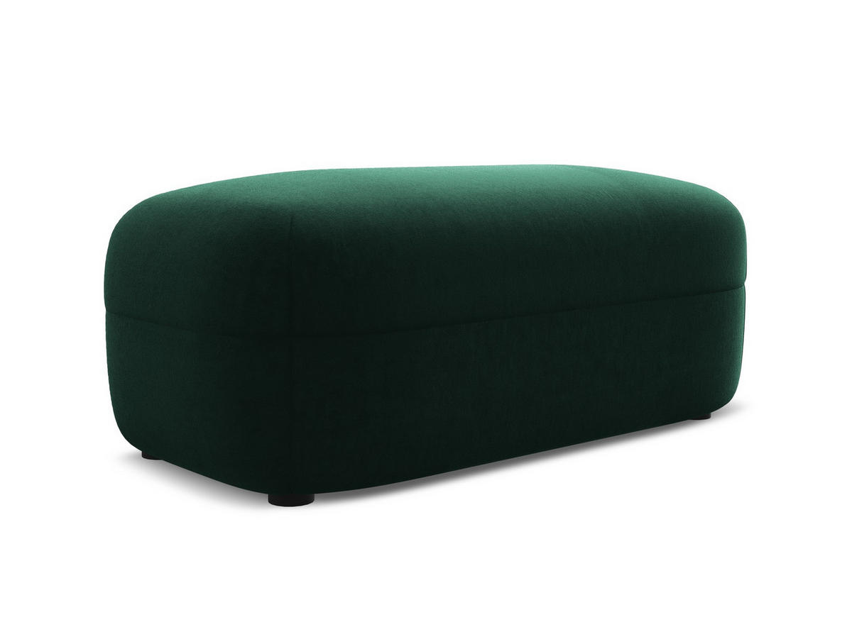 POUF Samt Stoff Grün - Dunkelgrün/Schwarz, Kunststoff/Textil (92/40/48cm) - Makamii