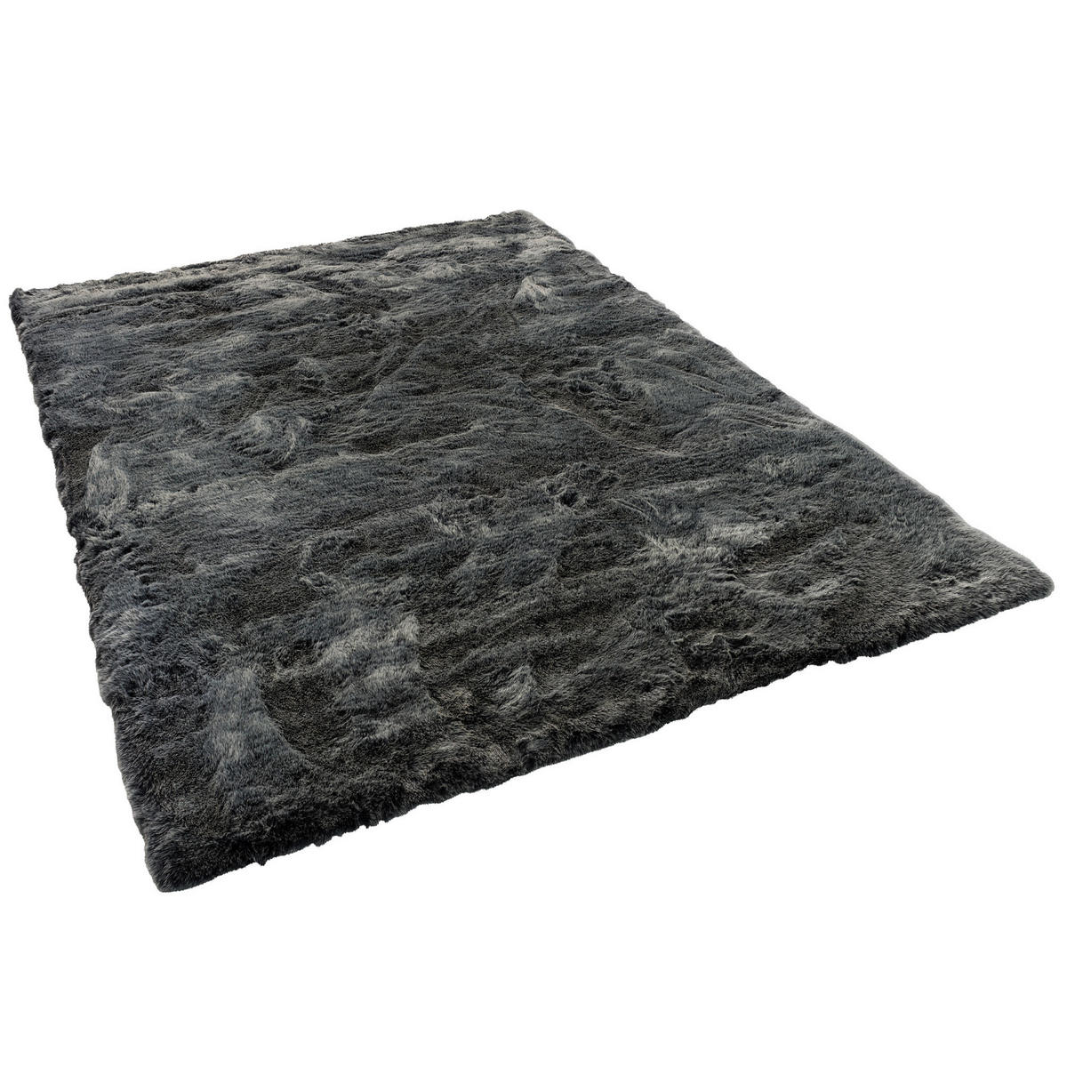 LUXUS SUPER SOFT FELLTEPPICH ASPEN MELIERT - Anthrazit, Textil (140/180cm) - Pergamon