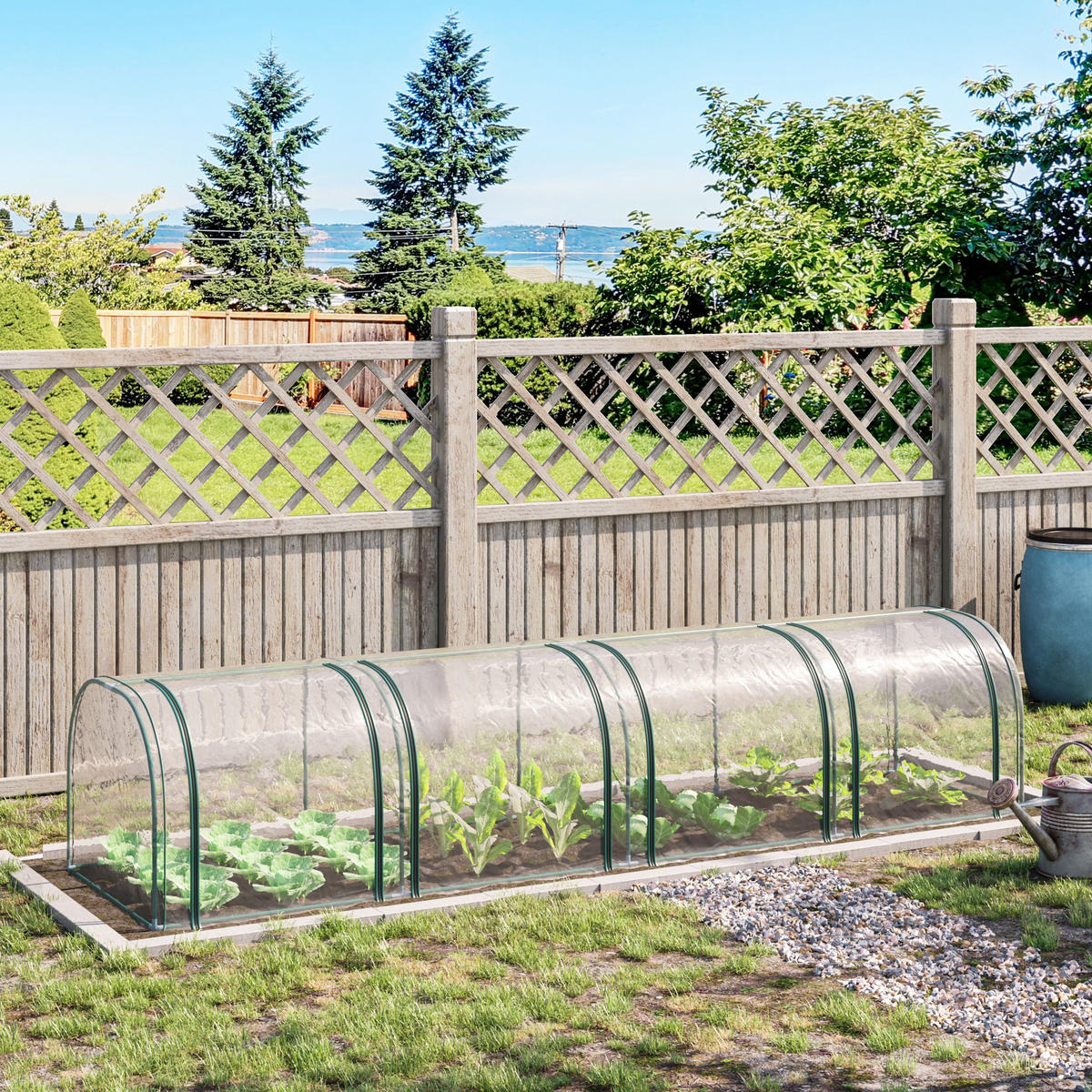 FOLIENGEWÄCHSHAUS, Transparent, Stahlrahmen, PVC - Transparent, Metall (100/80/395cm) - Outsunny