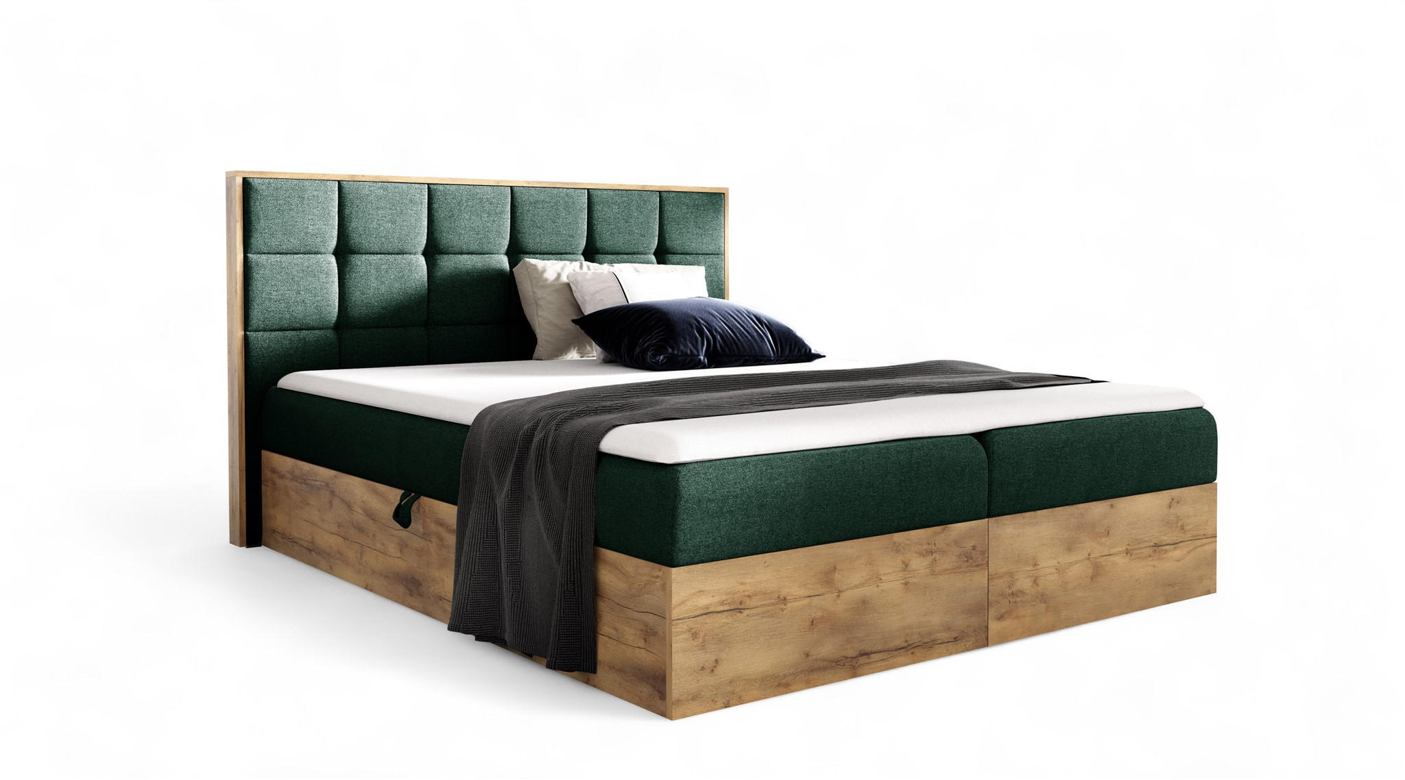 BOXBETT Kalypso überlänge Faro - Grün, Holzwerkstoff/Textil (200/220cm) - Fun Möbel
