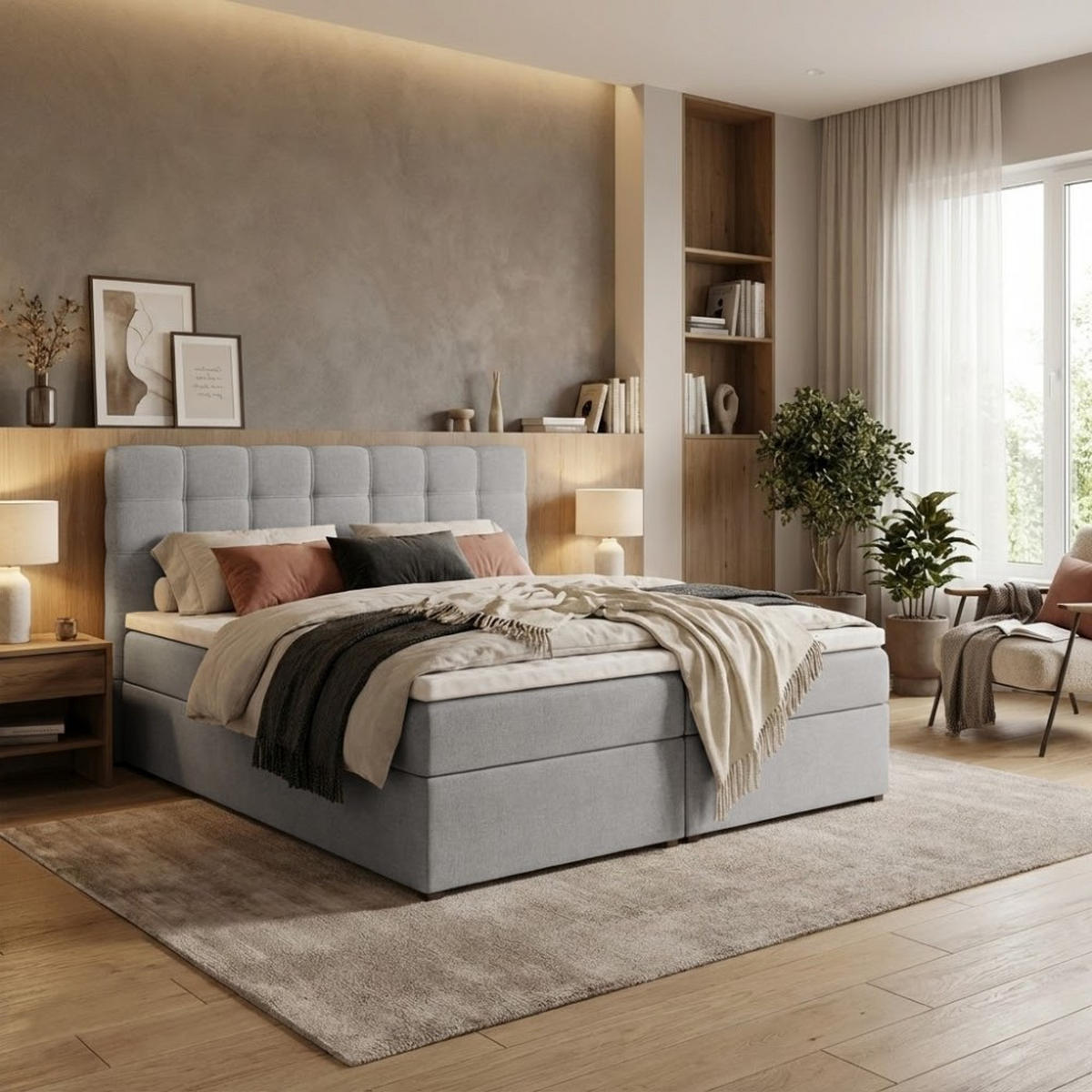 POLSTERBETT Topiq 164/203/103 hellgrau - Hellgrau, Holzwerkstoff/Textil (160/200cm) - Beautysofa