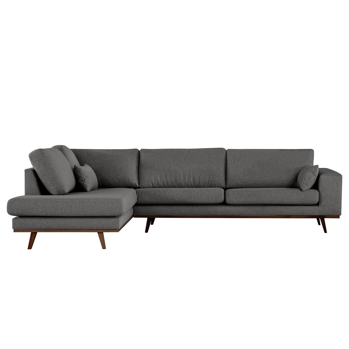 ECKSOFA mit Ottomane - Dunkelgrau/Buchefarben, Textil (287/219cm) - home24