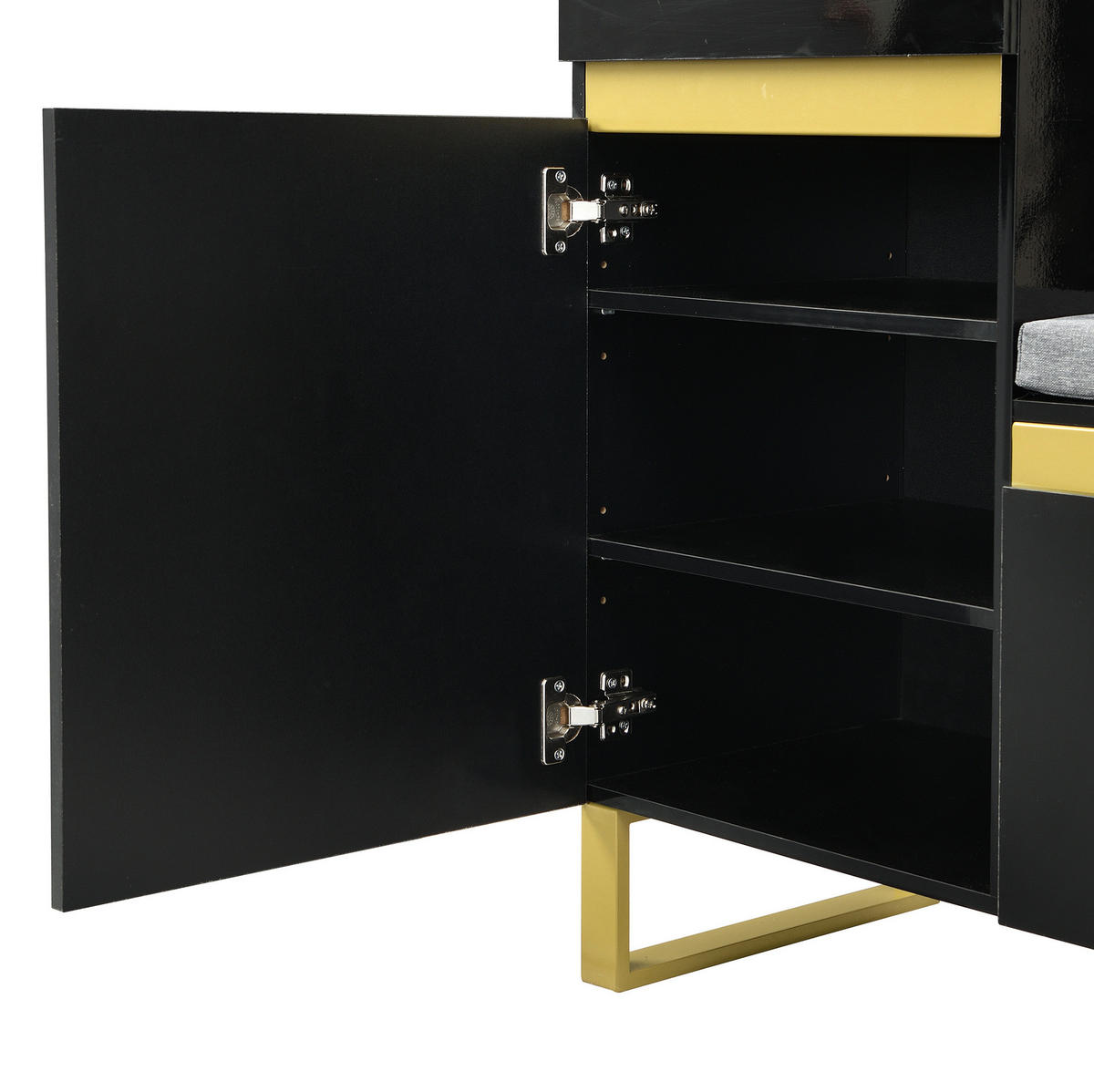SCHUHSCHRANK 120/35/85 cm in Schwarz mit Sitzkissen, 1 Schublade und 2 Türen - Schwarz, Holzwerkstoff (120/85/35cm) - BEAOK