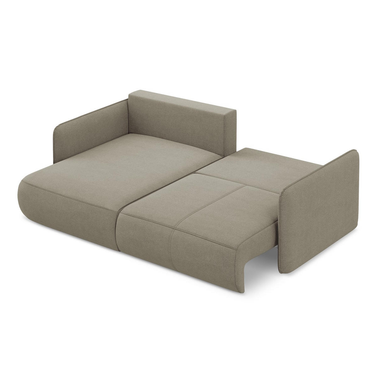 ECKSOFA mit Schlaffunktion Strukturstoff Stoff Beige - Beige/Schwarz, Kunststoff/Textil (148/207cm) - LaMiaSofa