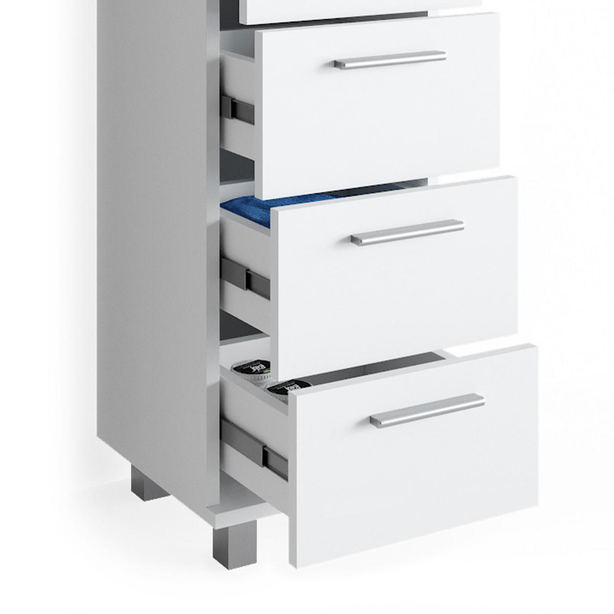 BADMÖBEL-SET Ilias Weiß 3 Teile, mit Midischrank - Weiß, Holzwerkstoff (60/60.8/33cm) - Vicco