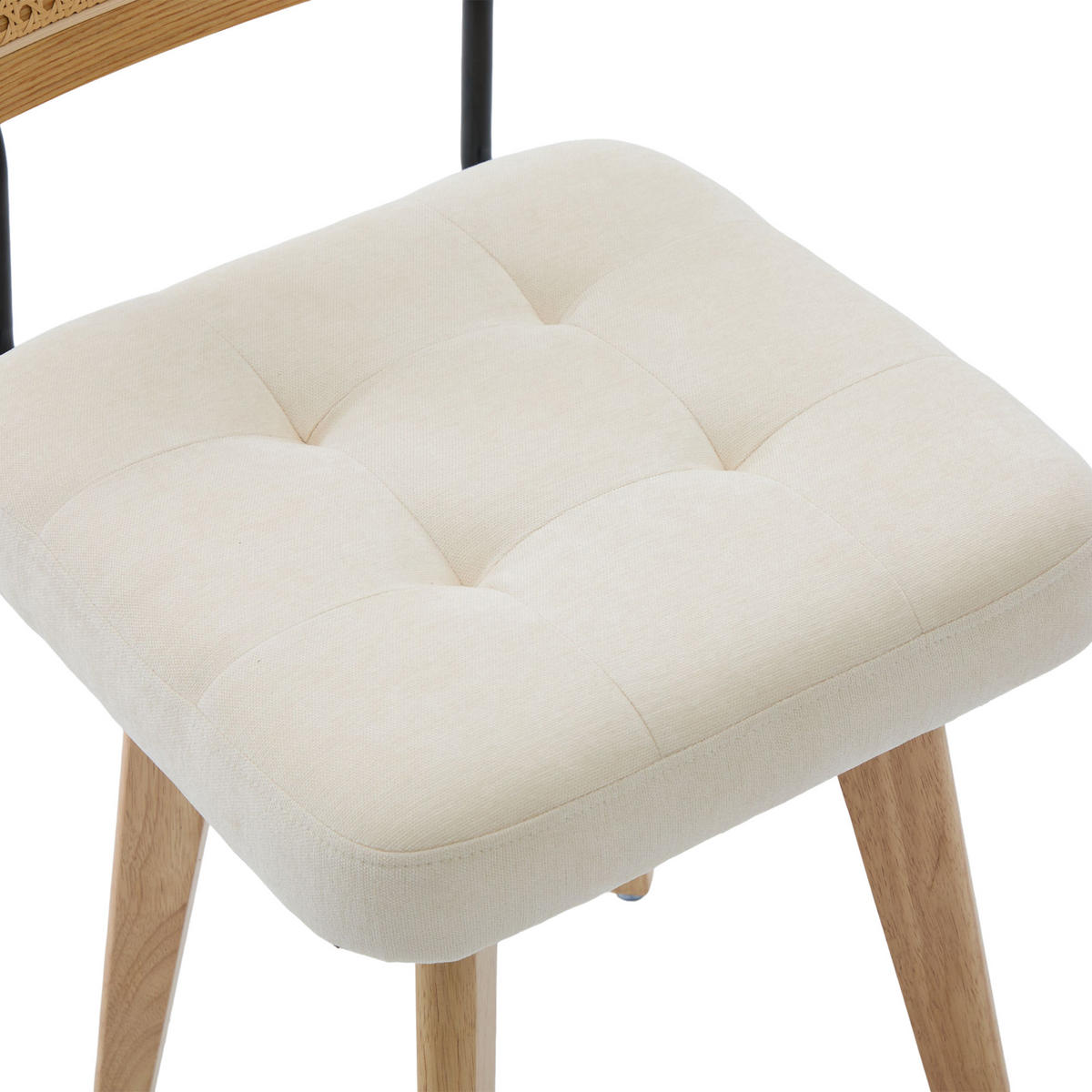 STUHL-SET 2 Stück, 360° drehbar, Rattan-Rückenlehne, DE-42279, Beige - Beige, Metall (50/77/43cm) - ComfortXL