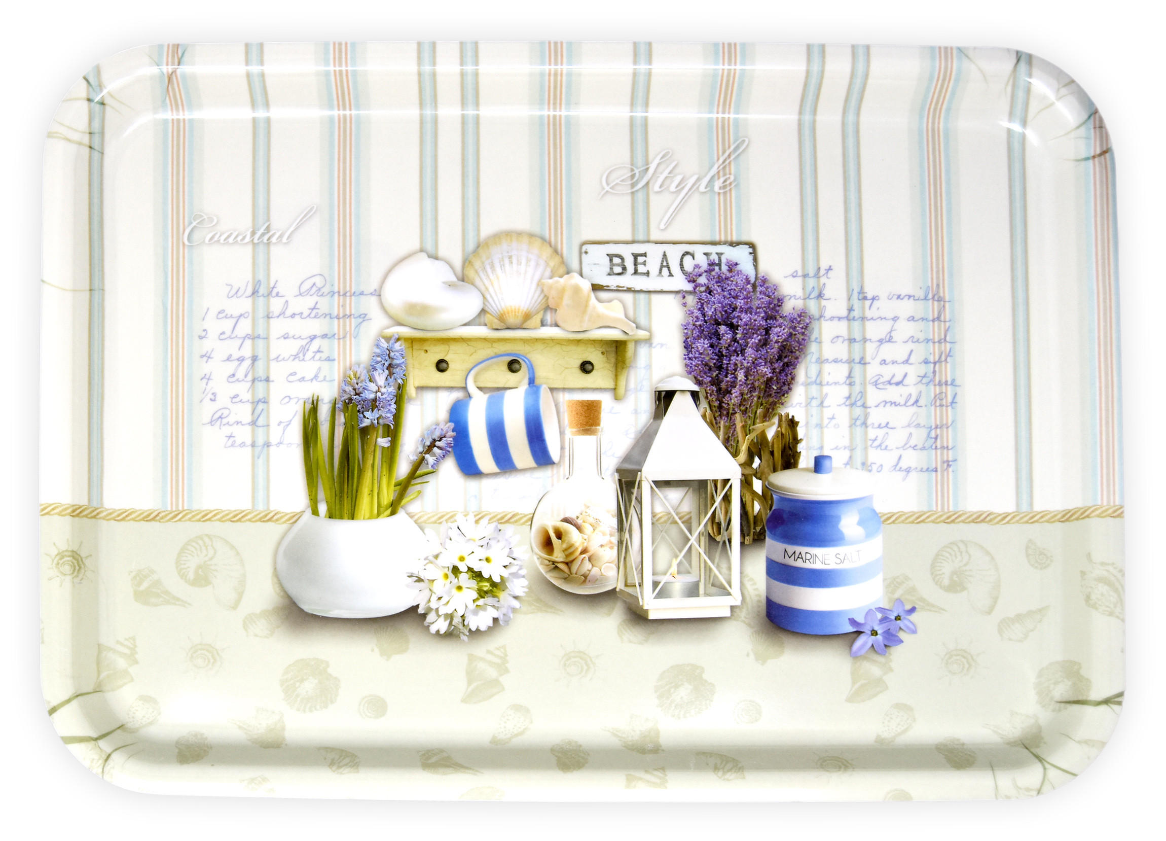 TABLETT Strandoase, rechteckige Melamin Serviertablett 45x31 cm - Blau, Kunststoff (31/2/45cm) - Lashuma