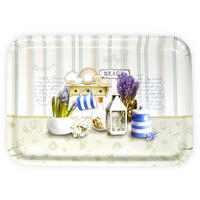 TABLETT Strandoase, rechteckige Melamin Serviertablett 45x31 cm - Blau, Kunststoff (31/2/45cm) - Lashuma