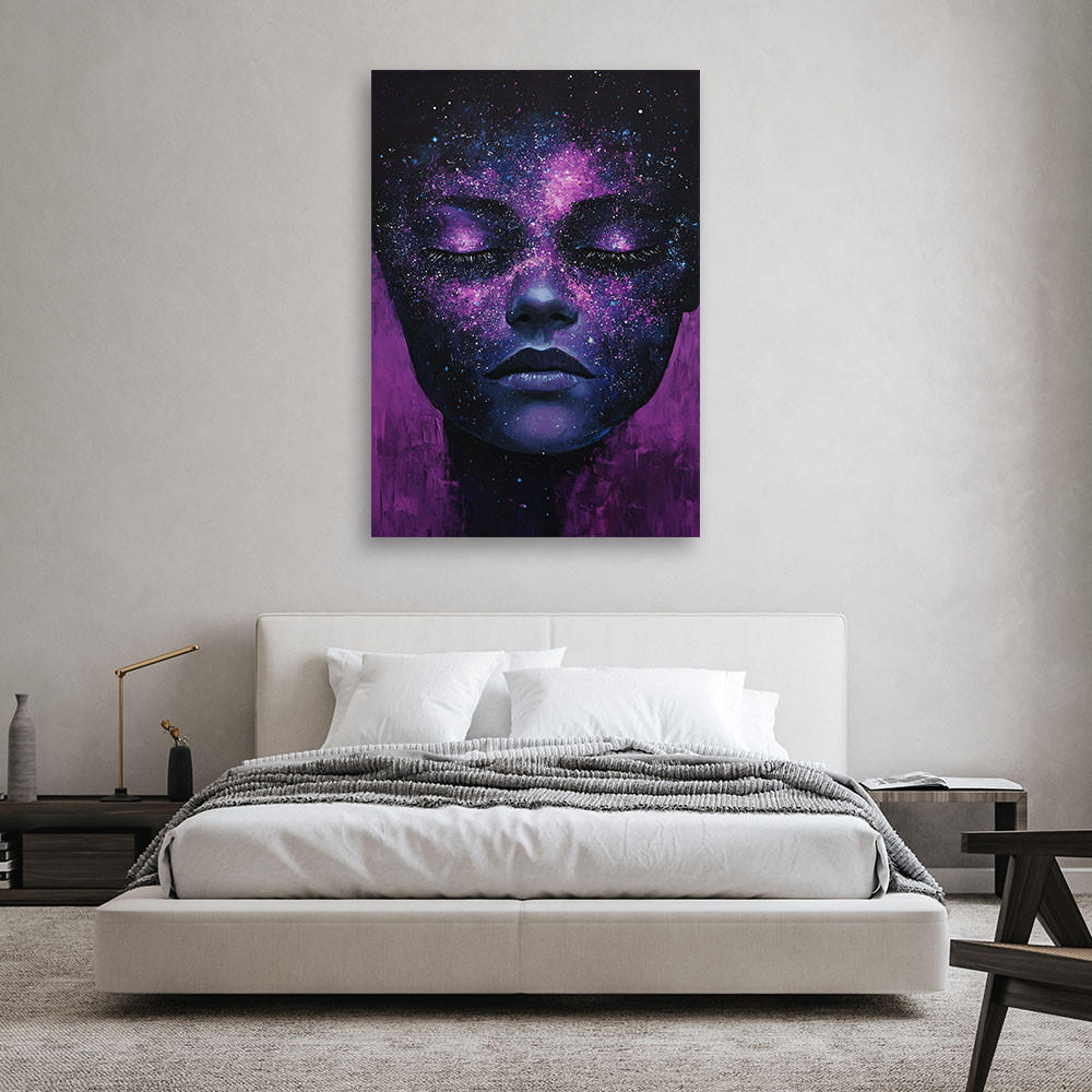 WANDBILD frauengesicht lila abstraktion - Lila, Textil (60/90cm) - Feeby